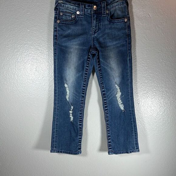 True Religion Kids Straight Leg Jeans Slim Girls Distressed Blue Medium Wash 6 - Picture 1 of 13